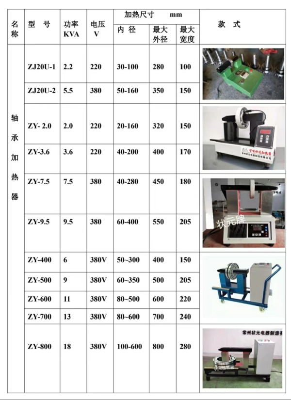 轴承加热器规格型号查询表.jpg